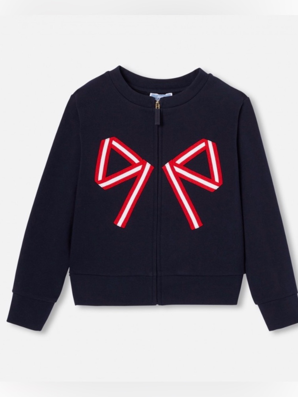 Jacadi Navy Blue Sweatshirt with Red & White Ribbon Bows size 10
